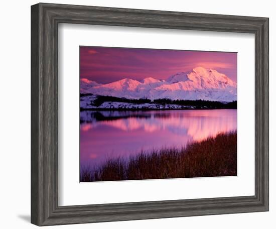 Mt. Denali at Sunset from Reflection Pond, Alaska, USA-Charles Sleicher-Framed Photographic Print