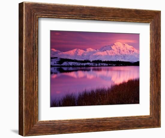 Mt. Denali at Sunset from Reflection Pond, Alaska, USA-Charles Sleicher-Framed Photographic Print