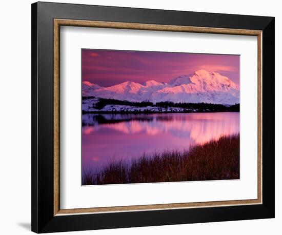 Mt. Denali at Sunset from Reflection Pond, Alaska, USA-Charles Sleicher-Framed Photographic Print