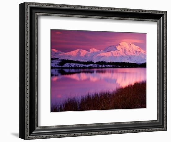 Mt. Denali at Sunset from Reflection Pond, Alaska, USA-Charles Sleicher-Framed Photographic Print