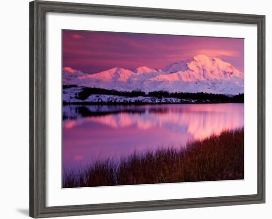 Mt. Denali at Sunset From Reflection Pond in Denali National Park, Alaska, USA-Charles Sleicher-Framed Photographic Print