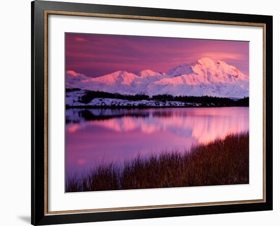 Mt. Denali at Sunset From Reflection Pond in Denali National Park, Alaska, USA-Charles Sleicher-Framed Photographic Print