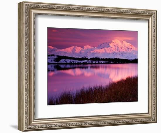 Mt. Denali at Sunset From Reflection Pond in Denali National Park, Alaska, USA-Charles Sleicher-Framed Photographic Print