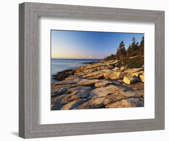 Mt Desert Island, View of Rocks with Forest, Acadia National Park, Maine, USA-Adam Jones-Framed Photographic Print