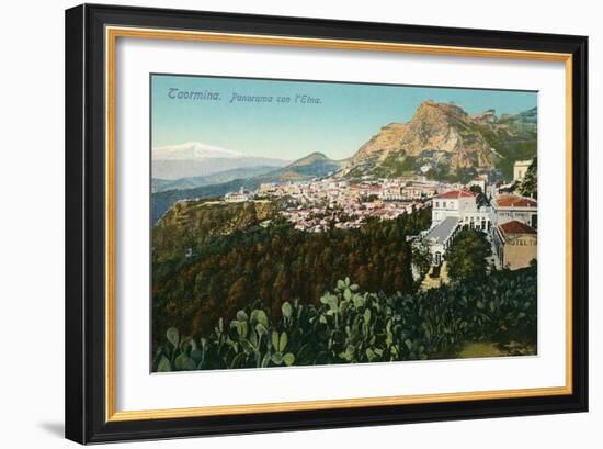 Mt. Etna from Taormina, Sicily, Italy-null-Framed Art Print