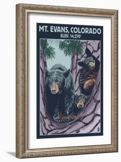 Mt. Evans, Colorado Elv. 14,270 - Black Bear Family-Lantern Press-Framed Art Print