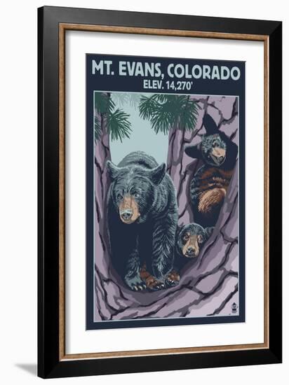 Mt. Evans, Colorado Elv. 14,270 - Black Bear Family-Lantern Press-Framed Art Print