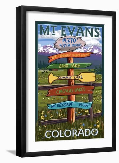 Mt. Evans, Colorado - Sign Destinations-Lantern Press-Framed Art Print