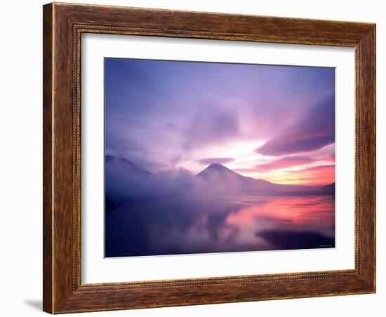 Mt. Fuji at Dawn, Viewed from Lake Motosu, Yamanashi, Japan-null-Framed Photographic Print