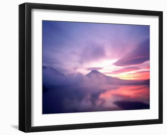 Mt. Fuji at Dawn, Viewed from Lake Motosu, Yamanashi, Japan-null-Framed Photographic Print