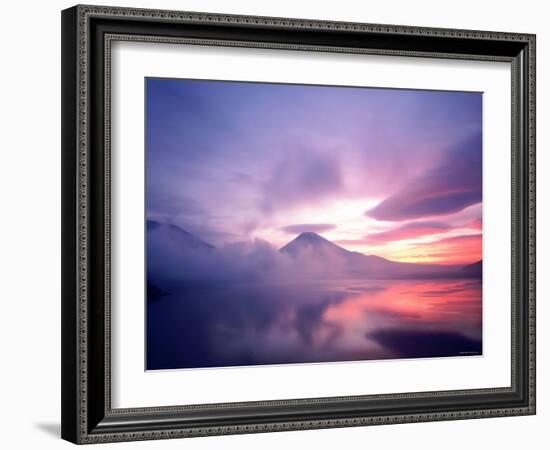 Mt. Fuji at Dawn, Viewed from Lake Motosu, Yamanashi, Japan-null-Framed Photographic Print