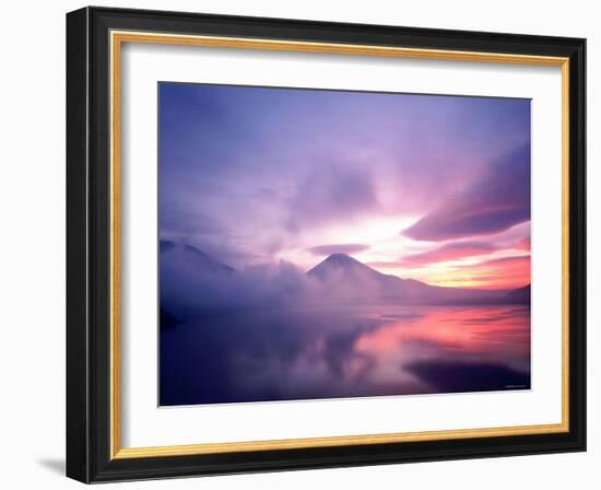 Mt. Fuji at Dawn, Viewed from Lake Motosu, Yamanashi, Japan-null-Framed Photographic Print