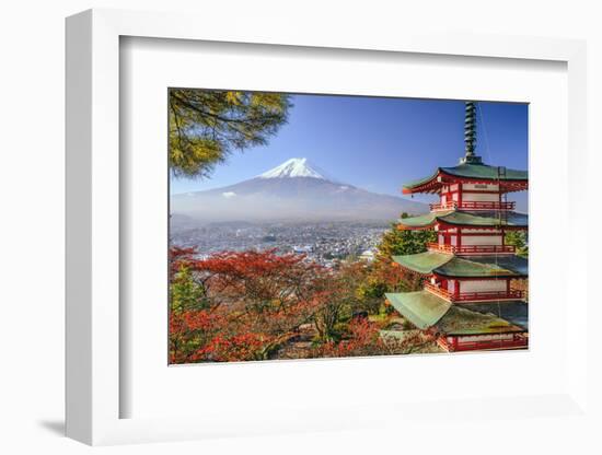 Mt. Fuji, Japan Viewed from Chureito Pagoda in the Autumn.-SeanPavonePhoto-Framed Photographic Print