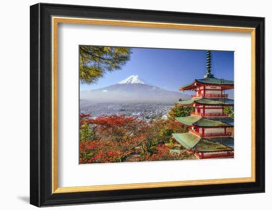 Mt. Fuji, Japan Viewed from Chureito Pagoda in the Autumn.-SeanPavonePhoto-Framed Photographic Print