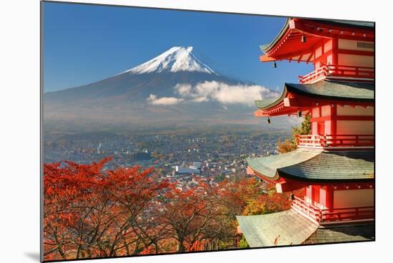 Mt. Fuji Viewed From Behind Chureito Pagoda-SeanPavonePhoto-Mounted Art Print