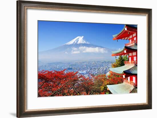 Mt. Fuji with Fall Colors in Japan.-SeanPavonePhoto-Framed Photographic Print