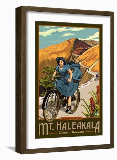 Mt. Haleakala Bicycle Rides, Hawaii-Lantern Press-Framed Art Print