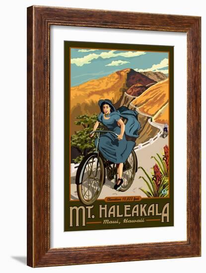 Mt. Haleakala Bicycle Rides, Hawaii-Lantern Press-Framed Art Print