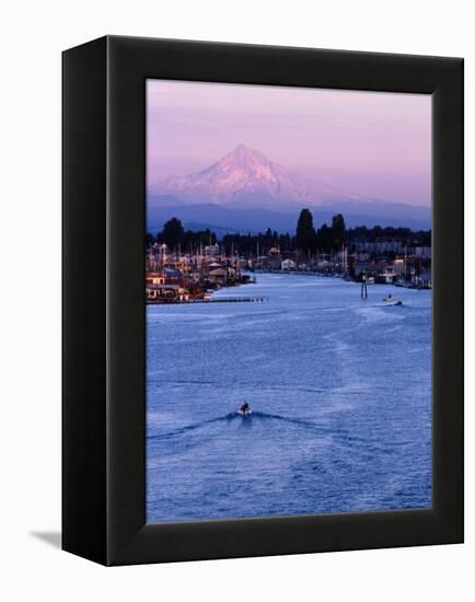 Mt. Hood and Columbia River from Jantzen Beach, Portland, USA-Ryan Fox-Framed Premier Image Canvas