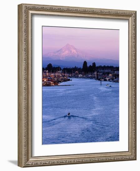 Mt. Hood and Columbia River from Jantzen Beach, Portland, USA-Ryan Fox-Framed Photographic Print