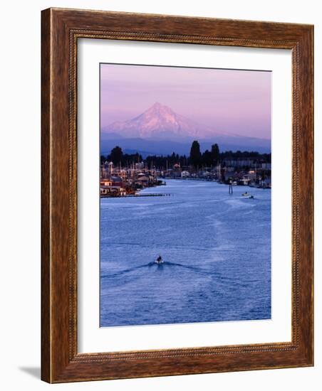 Mt. Hood and Columbia River from Jantzen Beach, Portland, USA-Ryan Fox-Framed Photographic Print