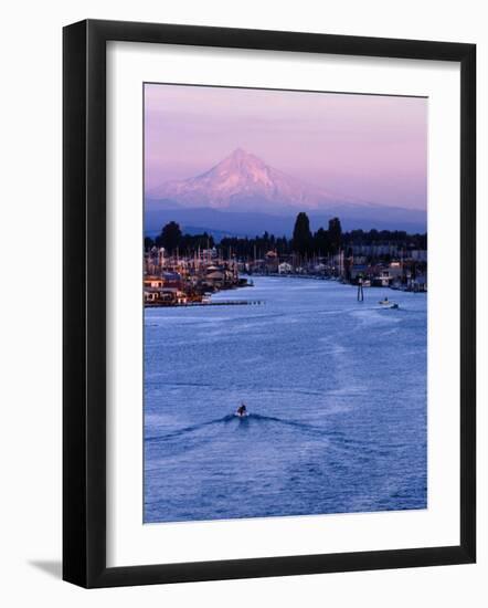 Mt. Hood and Columbia River from Jantzen Beach, Portland, USA-Ryan Fox-Framed Photographic Print