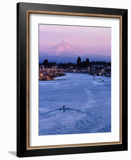 Mt. Hood and Columbia River from Jantzen Beach, Portland, USA-Ryan Fox-Framed Photographic Print