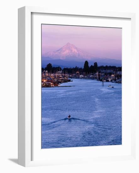 Mt. Hood and Columbia River from Jantzen Beach, Portland, USA-Ryan Fox-Framed Photographic Print