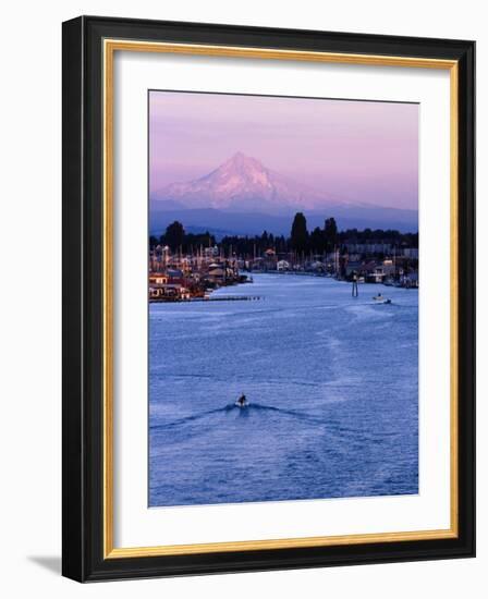 Mt. Hood and Columbia River from Jantzen Beach, Portland, USA-Ryan Fox-Framed Photographic Print