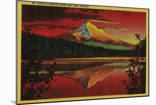 Mt. Hood at Sunrise from Lost Lake, Oregon - Mt. Hood, OR-Lantern Press-Mounted Art Print