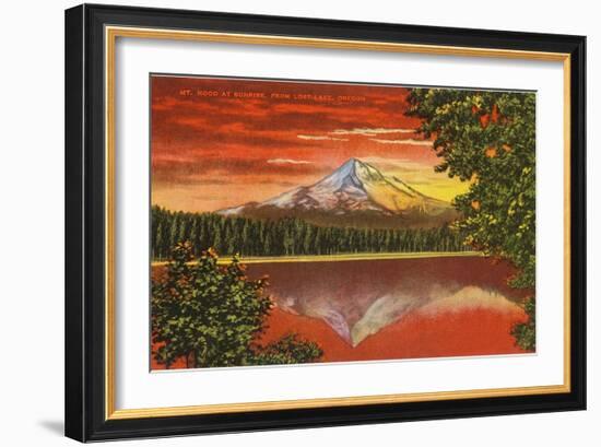 Mt. Hood at Sunrise, Lost Lake, Oregon-null-Framed Art Print