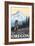 Mt. Hood Hiker Scene Poster-Lantern Press-Framed Art Print