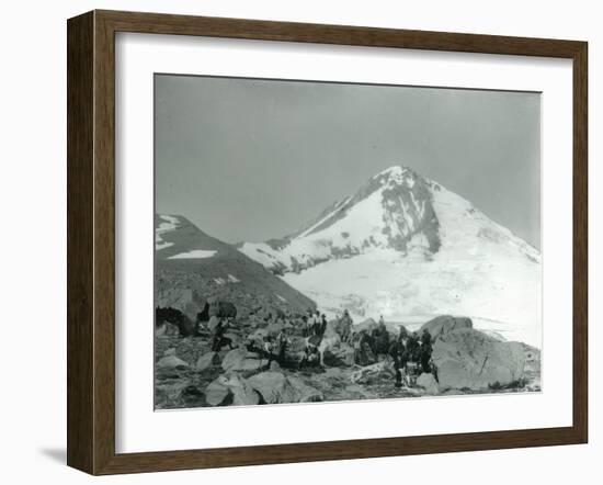 Mt. Hood, Oregon - Hikers with Horses Photograph-Lantern Press-Framed Art Print