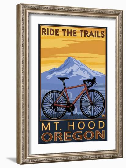 Mt. Hood, Oregon - Ride the Trials-Lantern Press-Framed Art Print