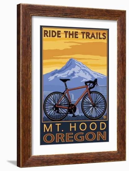 Mt. Hood, Oregon - Ride the Trials-Lantern Press-Framed Art Print