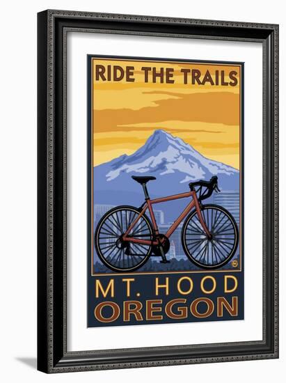 Mt. Hood, Oregon - Ride the Trials-Lantern Press-Framed Art Print