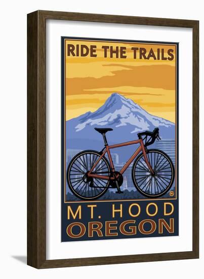 Mt. Hood, Oregon - Ride the Trials-Lantern Press-Framed Premium Giclee Print