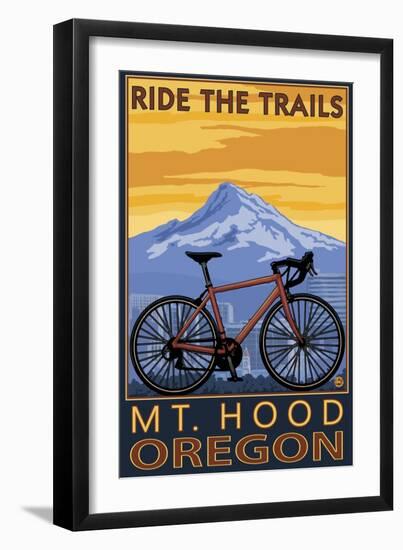 Mt. Hood, Oregon - Ride the Trials-Lantern Press-Framed Premium Giclee Print