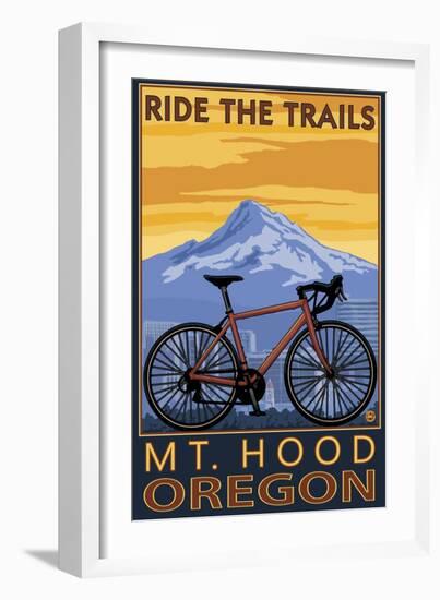 Mt. Hood, Oregon - Ride the Trials-Lantern Press-Framed Premium Giclee Print