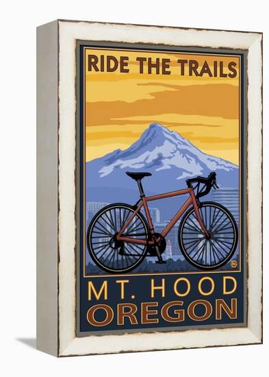 Mt. Hood, Oregon - Ride the Trials-Lantern Press-Framed Stretched Canvas