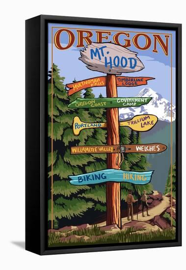 Mt. Hood, Oregon - Spring Destination Sign-Lantern Press-Framed Stretched Canvas
