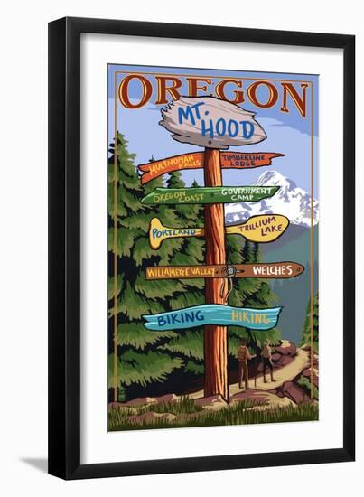 Mt. Hood, Oregon - Spring Destination Sign-Lantern Press-Framed Art Print