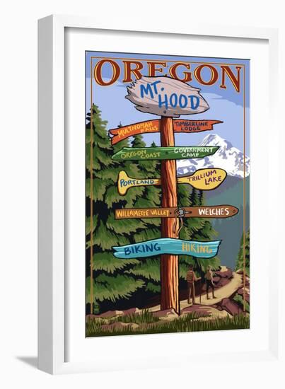 Mt. Hood, Oregon - Spring Destination Sign-Lantern Press-Framed Art Print