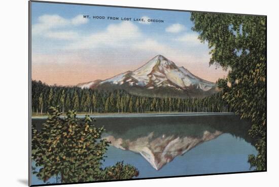 Mt. Hood, Oregon - View of Mountain from Lost Lake No.1-Lantern Press-Mounted Art Print