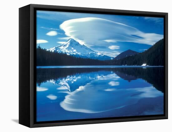 Mt. Hood Reflected in Lost Lake, Oregon Cascades, USA-Janis Miglavs-Framed Premier Image Canvas