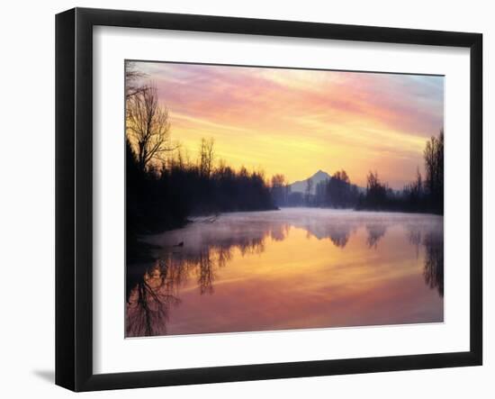 Mt. Hood Reflection at Sunrise-Steve Terrill-Framed Photographic Print