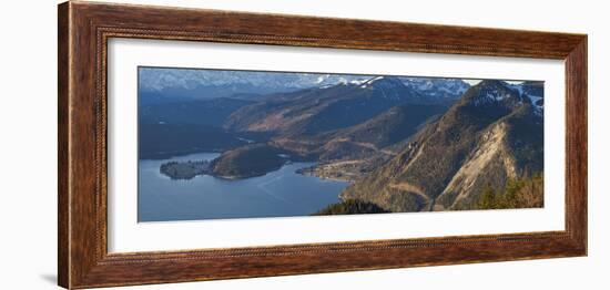 Mt. Jochberg near lake Walchensee towards lake Walchensee and Wetterstein mountain range. Germany-Martin Zwick-Framed Photographic Print