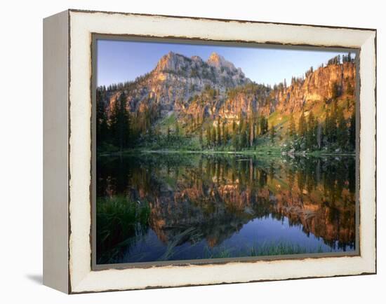 Mt. Magog Reflected in White Pine Lake at Sunrise, Wasatch-Cache National Forest, Utah, USA-Scott T^ Smith-Framed Premier Image Canvas