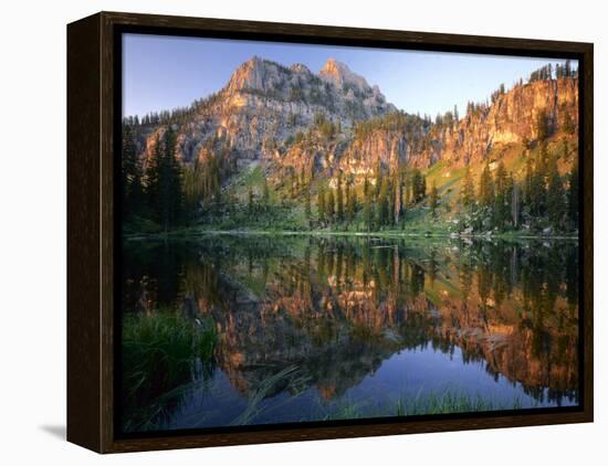 Mt. Magog Reflected in White Pine Lake at Sunrise, Wasatch-Cache National Forest, Utah, USA-Scott T^ Smith-Framed Premier Image Canvas