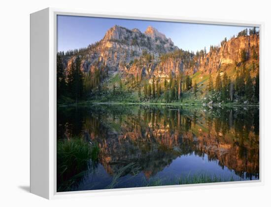 Mt. Magog Reflected in White Pine Lake at Sunrise, Wasatch-Cache National Forest, Utah, USA-Scott T^ Smith-Framed Premier Image Canvas